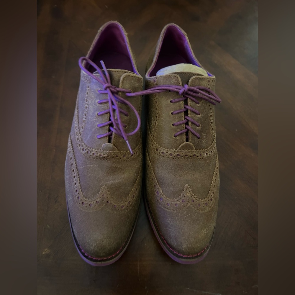 50%off w ❤️ Cole Haan Women's tan Suede Wingtip Lace Up Alisa Oxford Shoes  9.5